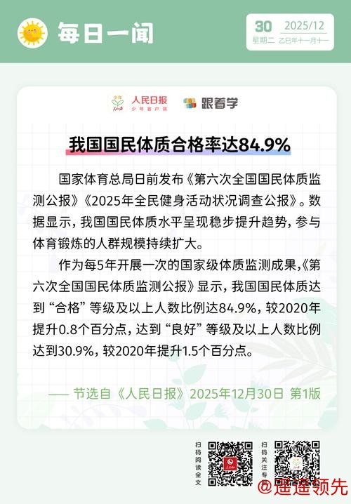 中国国民体质合格率达84.9% 呈现多项积极变化