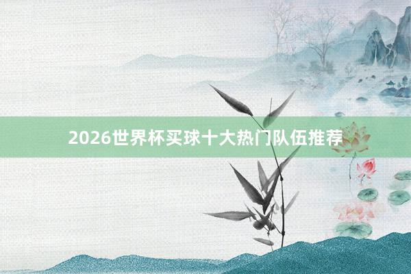 2026世界杯买球十大热门队伍推荐
