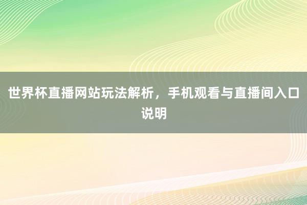 世界杯直播网站玩法解析，手机观看与直播间入口说明