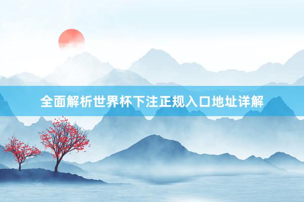 全面解析世界杯下注正规入口地址详解