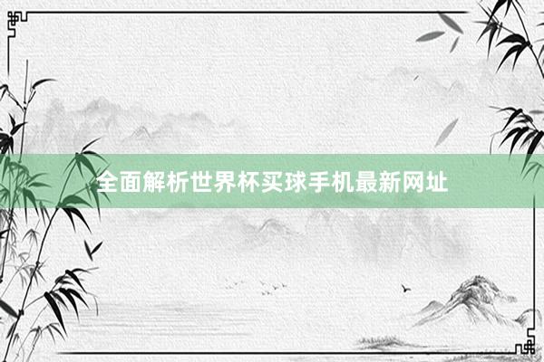 全面解析世界杯买球手机最新网址